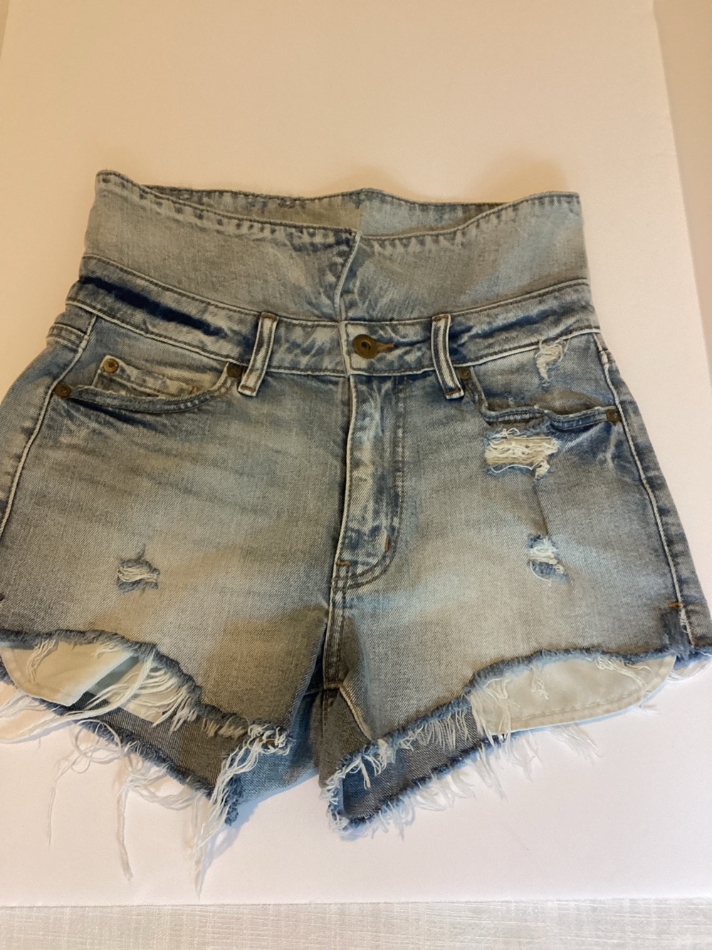 Pistola Denim Shorts Size 26 Distressed Fold Over Waist High Rise Festival